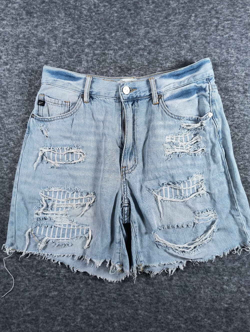 Kan Can distressed patched jeans, women's 9/28